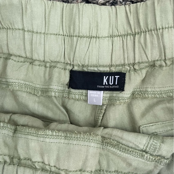 KUT NWOT Sage Green Linen Lightweight shorts drawstring Summer Large - Picture 3 of 6